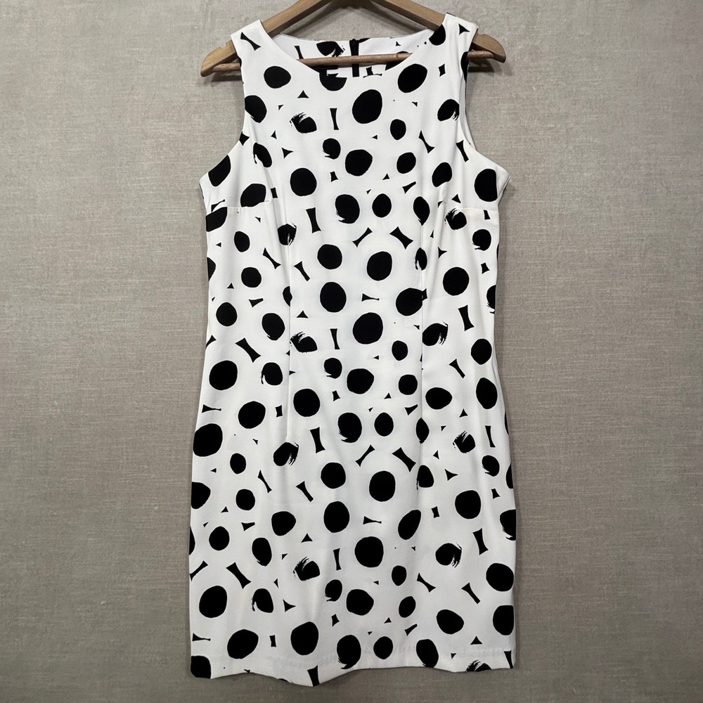 AGB‎ Womens Sleeveless Dress 12 Geometric Polka Dot Classic Statement Bold Artsy